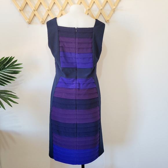 LIZ JORDAN Navy Blue Purple Toned Dress (s14) Work or Evening Wear - Picture 5 of 9